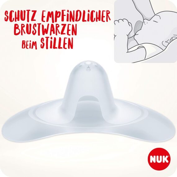 NUK Stillhütchen | Brusthütchen zum Stillen | schützt vor wunden Brustwarzen | dünnes Silikon | Größe M (20mm) | inklusiv Schutzdose | 2 Stück
