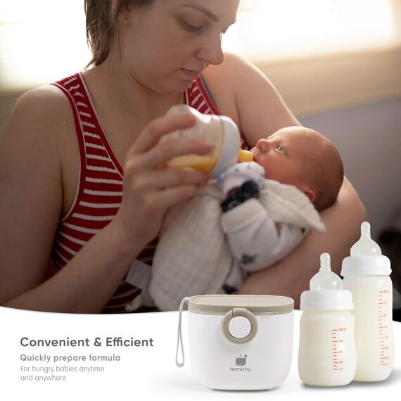 Termichy Milchpulver Portionierer baby, Milchpulver-Spender, 250g luftdichter tragbarer Milchpulver-Behälter für Reisen, mit Schaber und Löffel (Khaki,1 Stück)