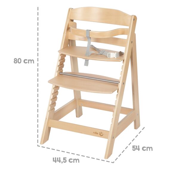 roba Treppenhochstuhl Sit Up III - Mitwachsender Baby Hochstuhl - ab 6 Monaten - Kinderhochstuhl aus Holz natur - Stuhl bis 50 kg belastbar, 1 Stück (1er Pack)