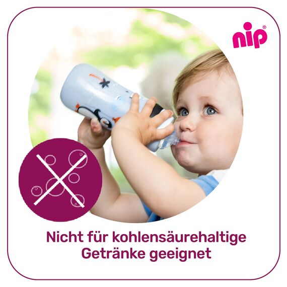nip - Strohhalmbecher Straw Cup | Leichte, auslaufsichere Kindertrinkflasche mit Trinkhalm aus Silikon ab 12 Monaten. Einfach zu reinigen, 330 ml, Motiv Giraffe, rosa