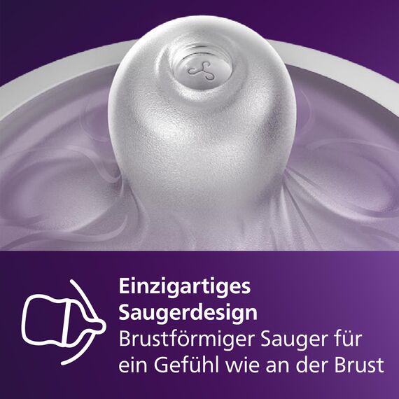 Philips AVENT Natural Response Babyflaschen – Babyflaschen mit AirFree Ventil, 260 ml, BPA-frei, für Neugeborene ab 1 Monat, Elefantenmotiv (Modell SCY673/81)