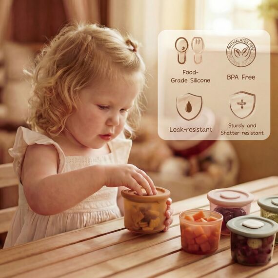 Moonkie 6 Pack Babybrei Einfrieren Behälter Silikon | 120ml Portionen | Beikost Baby Zubehör | Auslaufsichere Aufbewahrung für Babynahrung | Für Gefrierfach & Mikrowelle