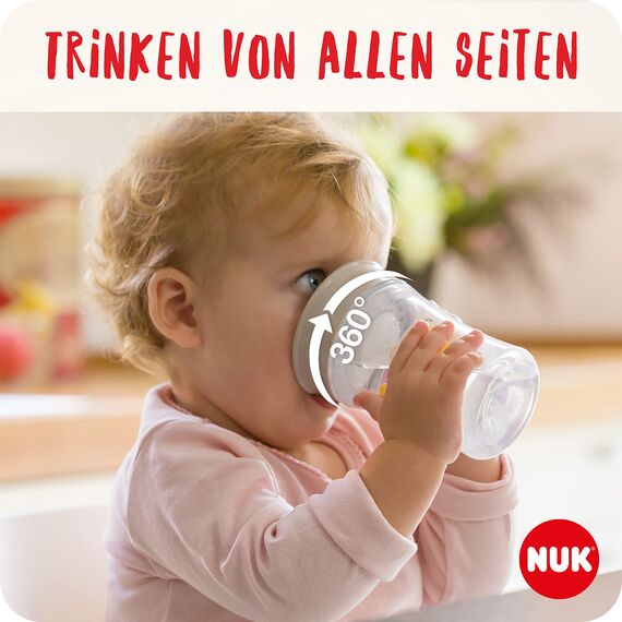 NUK Magic Cup Trinklernbecher | 8+ Monate | 230 ml | auslaufsicherer 360°-Trinkrand | BPA-frei | Disney Minnie Maus | rot
