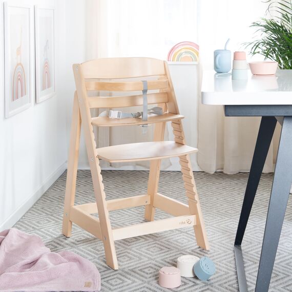 roba Treppenhochstuhl Sit Up III - Mitwachsender Baby Hochstuhl - ab 6 Monaten - Kinderhochstuhl aus Holz natur - Stuhl bis 50 kg belastbar, 1 Stück (1er Pack)