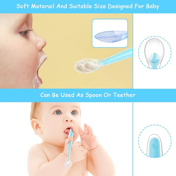 Vicloon Babylöffel, 5 Stück Baby Fütterlöffel aus Extra Weich Silikon, BPA Frei, Breilöffel Lang, Säugling Beikost Esslöffel für Baby & Kleinkind Säugling Kinder ab 4 Monate