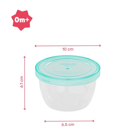 Badabulle Badabowls Aufbewahrungsbehälter für Babybrei - 12er Set, 250ml Füllmenge, auslaufsicher