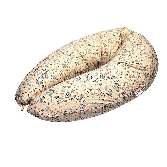 HOBEA-Germany Stillkissen 190 cm x 76 cm XXL Lagerungskissen Schwangerschaftskissen für Baby und Erwachsene Seitenschläferkissen Stillkissen mit Bezug aus Bio Baumwolle, Safari beige