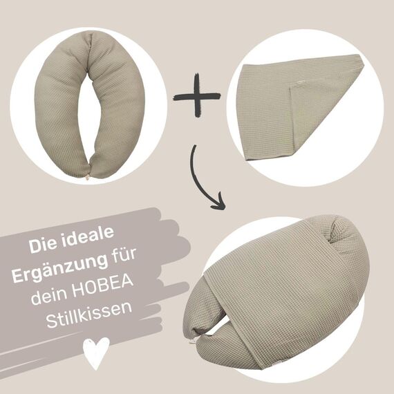 HOBEA-Germany Baby-Lagerungsbezug für Stillkissen XXL Lagerungskissen Schwangerschaftskissen Seitenschläferkissen groß (Waffelmuster senfgelb, Lagerungsbezug)