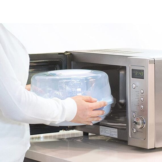 AVENT Mikrowellen Sterilisator, Dampf-Sterilisator für bis zu 4 Babyflaschen, Schnuller und Zubehör, weiß (Modell SCF281/02)