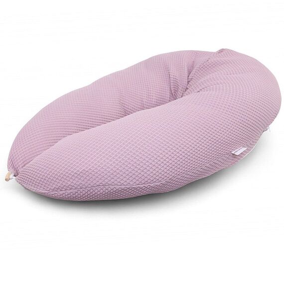 HOBEA-Germany Stillkissen 190 cm x 76 cm XXL Lagerungskissen Schwangerschaftskissen für Baby und Erwachsene Seitenschläferkissen Stillkissen mit Bezug aus Bio Baumwolle, Waffelmuster Mauve