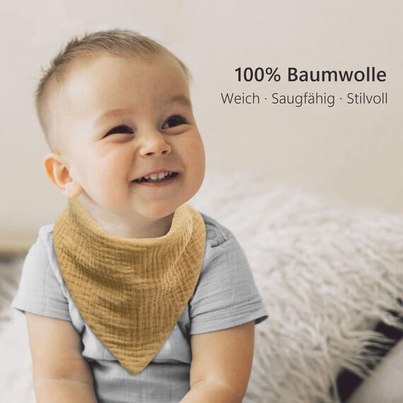 Bearmoss Lätzchen Baby Dreieckstuch Musselin Halstuch Baby für Junge und Mädchen,100% Baumwolle Verstellbare 8 Stück (Neutral-Pastell)