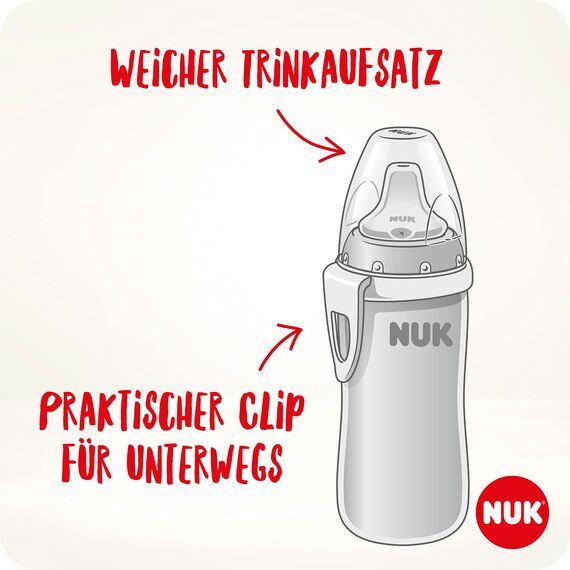 NUK Active Cup Trinklernbecher | 12+ Monate | auslaufsichere Trinkschnabel | Clip & Schutzkappe | BPA-frei | 300 ml | Disney Winnie Puuh (Blau)