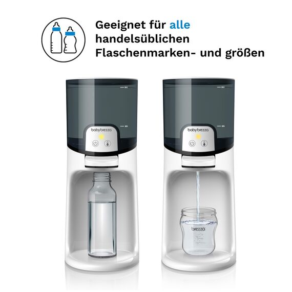 Baby Brezza Wasserwärmer für Babynahrung – Sofort heißes Wasser in Sekunden – Ideal für nachts – 3 Temp.-Stufen (22°C/37°C/40°C), 1,5L Tank, für Milchpulver & Fläschchen, BPA-frei