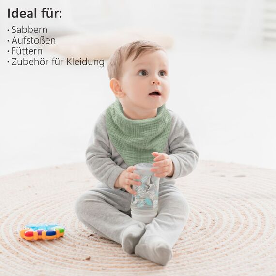Bearmoss Lätzchen Baby Dreieckstuch Musselin Halstuch Baby für Junge und Mädchen,100% Baumwolle Verstellbare 8 Stück (WaldMondlicht)