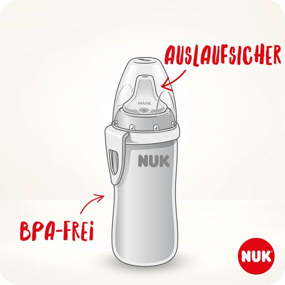 NUK Active Cup Trinklernbecher | 12+ Monate | auslaufsichere Trinkschnabel | Clip & Schutzkappe | BPA-frei | 300 ml | Disney Winnie Puuh (Blau)