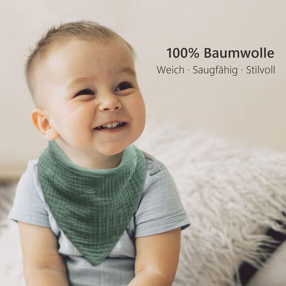 Bearmoss Lätzchen Baby Dreieckstuch Musselin Halstuch Baby für Junge und Mädchen,100% Baumwolle Verstellbare 8 Stück (Grundlegende)
