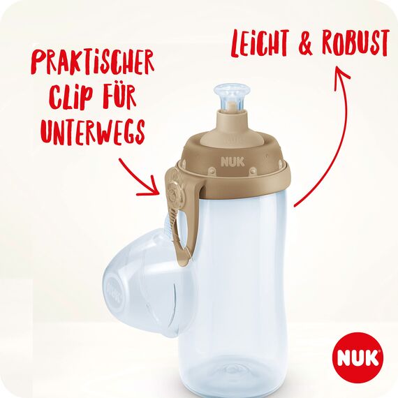 NUK Junior Cup Trinkflasche mit Chamäleon-Effekt | 18+ Monate | mit Farbwechsel | auslaufsicherer Trinklernbecher mit Push-Pull-Trinksauger | Clip & Schutzkappe | BPA-frei | 300 ml | blau