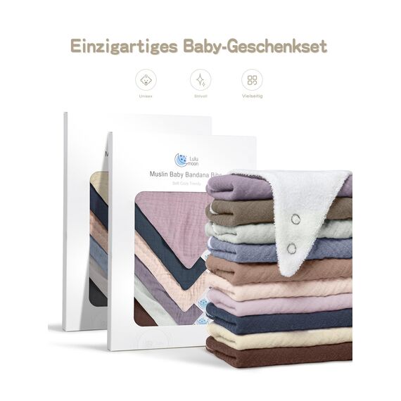 lulumoon Lätzchen Baby Dreieckstuch Baby Musselin Halstuch Baby für Junge und Mädchen (10, rosalila)
