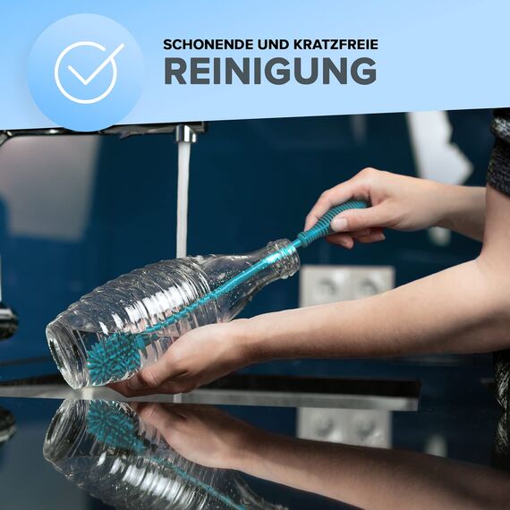 JAWAonline Spülbürsten Set 32cm und 24cm - Flaschenbürste Silikon schonend und kratzfrei - Flexible Flaschenreiniger Bürste - Premium Bottle Brush - Reinigungsbürste für kleine und große Flaschen