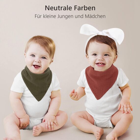 Bearmoss Lätzchen Baby Dreieckstuch Musselin Halstuch Baby für Junge und Mädchen,100% Baumwolle Verstellbare 8 Stück (Grundlegende)