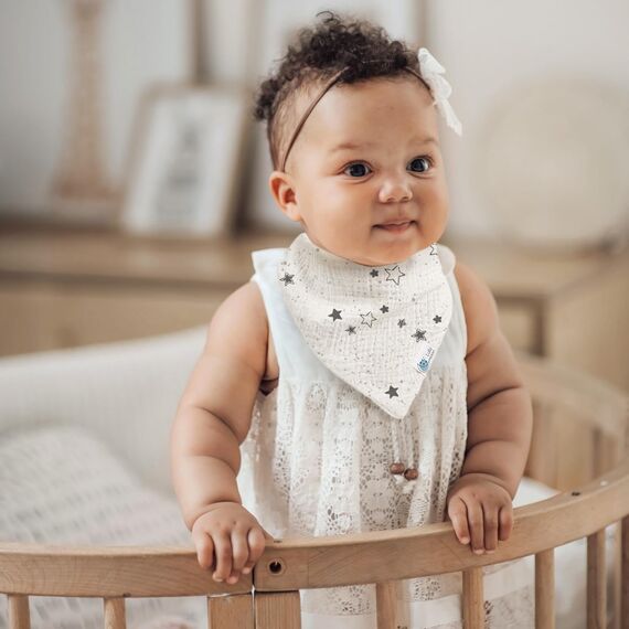 lulumoon Musselin Dreieckstuch Lätzchen Baby: 100% Baumwolle Sabberlätzchen Baby für Mädchen und Junge(6 Stück,Stern)