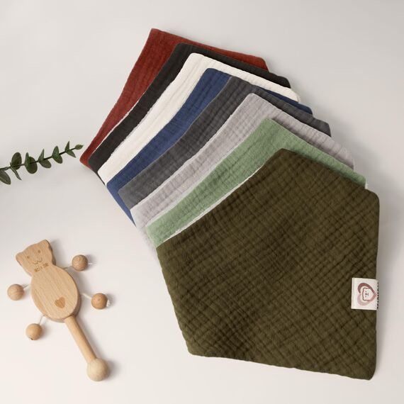 Bearmoss Lätzchen Baby Dreieckstuch Musselin Halstuch Baby für Junge und Mädchen,100% Baumwolle Verstellbare 8 Stück (Grundlegende)