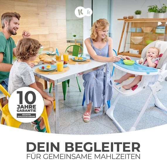 Kinderkraft Hochstuhl YUMMY, Kinderhochstuhl, Babystuhl, Kombihochstuhl, ab den Ersten Lebensmonaten, Fußstütze, Halbliegende Position, Bezug aus PU, Einfach zu Reinigen, Grau