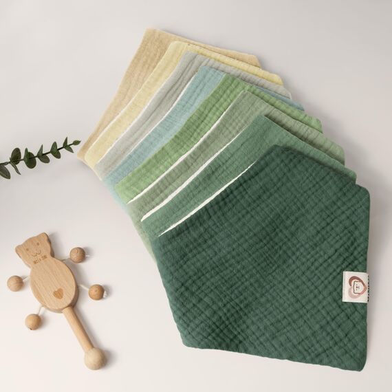 Bearmoss Lätzchen Baby Dreieckstuch Musselin Halstuch Baby für Junge und Mädchen,100% Baumwolle Verstellbare 8 Stück (WaldMondlicht)