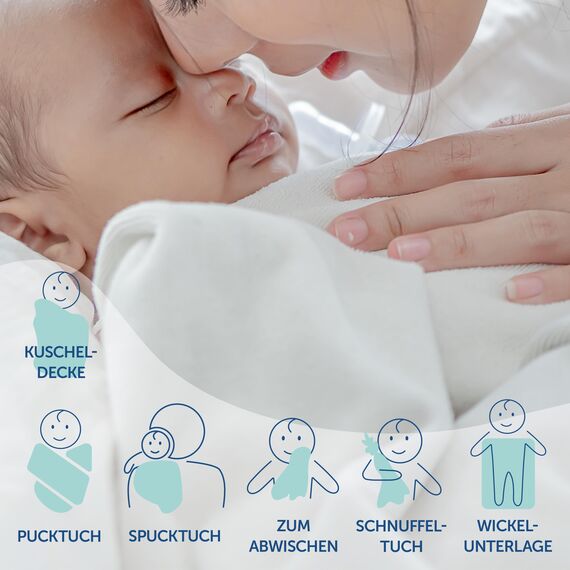 MAKIAN Moltontücher Set, 4X Stoffwindeln 80x80 cm - 4 Stück Baby Spucktücher/weiche, saugfähige Flanellwindeln aus 100% Baumwolle, Oeko-TEX® Standard 100 geprüft (Mint Grün)