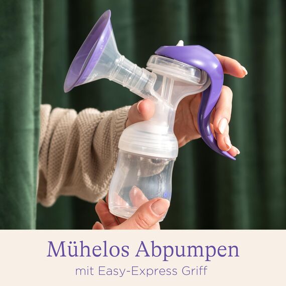 Lansinoh Handmilchpumpe - leichte und leise Milchpumpe für unterwegs - mit Easy-Express Griff für müheloses Pumpen - einstellbare 2-Rhythmen-Technologie