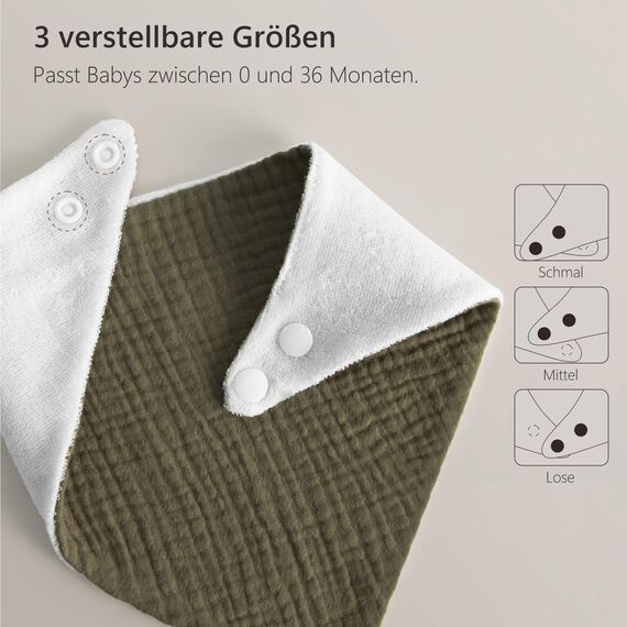 Bearmoss Lätzchen Baby Dreieckstuch Musselin Halstuch Baby für Junge und Mädchen,100% Baumwolle Verstellbare 8 Stück (Grundlegende)