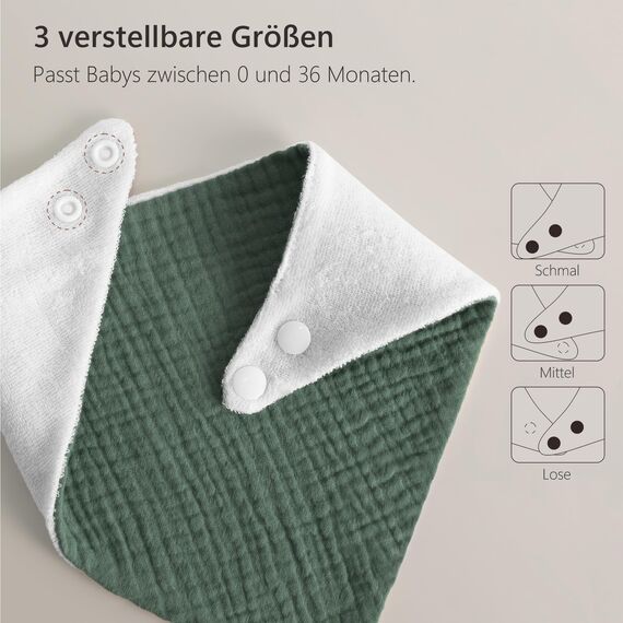 Bearmoss Lätzchen Baby Dreieckstuch Musselin Halstuch Baby für Junge und Mädchen,100% Baumwolle Verstellbare 8 Stück (WaldMondlicht)
