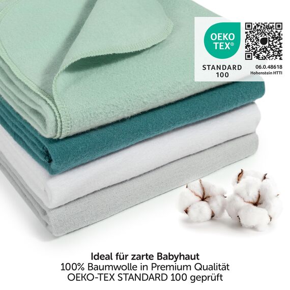 MAKIAN Moltontücher Set, 4X Stoffwindeln 80x80 cm - 4 Stück Baby Spucktücher/weiche, saugfähige Flanellwindeln aus 100% Baumwolle, Oeko-TEX® Standard 100 geprüft (Mint Grün)