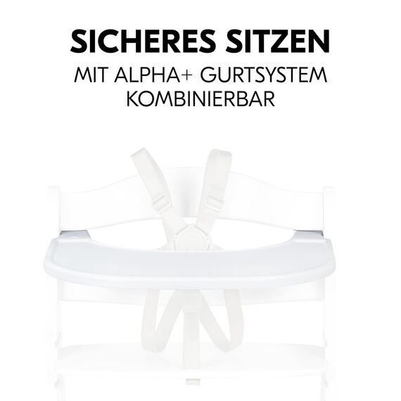 hauck Click Tray, White - Klick Essbrett für Alpha+ & Beta+ Holzhochstuhl - Werkzeuglose Montage auf Schutzbügel - Pflegeleichtes & GRS Zertifiziertes Kunststoff - für Baby & Kinder 6-36 Monaten