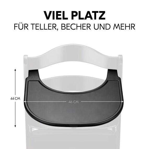 hauck Click Tray, Black - Klick Essbrett für Alpha+ & Beta+ Holzhochstuhl - Werkzeuglose Montage auf Schutzbügel - Pflegeleichtes & GRS Zertifiziertes Kunststoff - für Baby & Kinder 6-36 Monaten