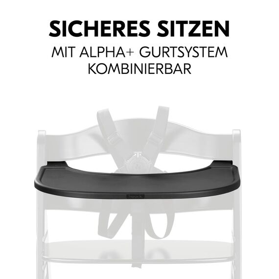 hauck Click Tray, Black - Klick Essbrett für Alpha+ & Beta+ Holzhochstuhl - Werkzeuglose Montage auf Schutzbügel - Pflegeleichtes & GRS Zertifiziertes Kunststoff - für Baby & Kinder 6-36 Monaten