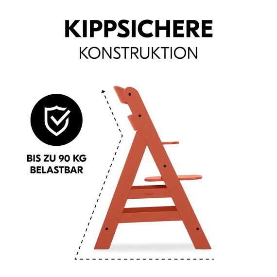 hauck Alpha+, Cork - Mitwachsender Holzhochstuhl aus Buche für Kinder ab 6 Monaten bis 90 kg - Inklusive 5 Punkt Gurt, Schrittgurt, Schutzbügel - Kompatibel mit viel Zubehör