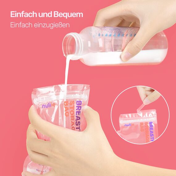 Nuliie 120 Stück Muttermilchbeutel, 250ml BPA-freie Muttermilch Aufbewahrungsbeutel, Milchbeutel für Muttermilch mit Ausgießer für das Stillen, Selbststehende, Kann Eingefroren Werden, Platzsparende