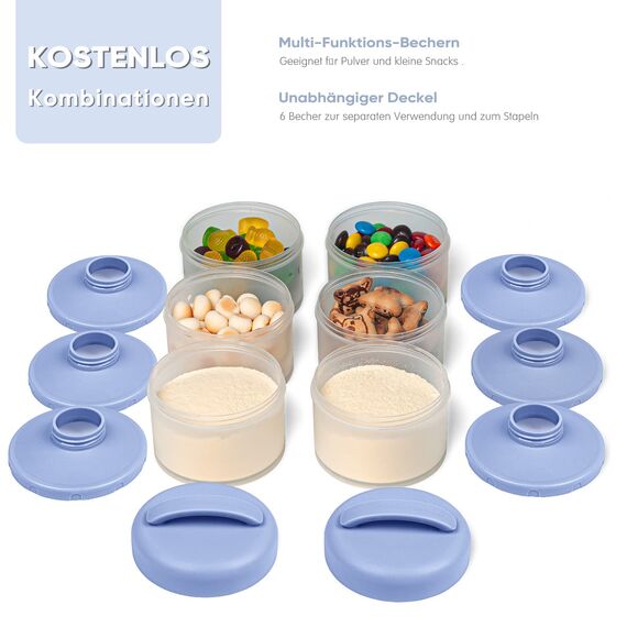 Termichy Milchpulver Portionierer Baby Stapelbar Milchpulver Aufbewahrungsbox 2 Stück (Blau)
