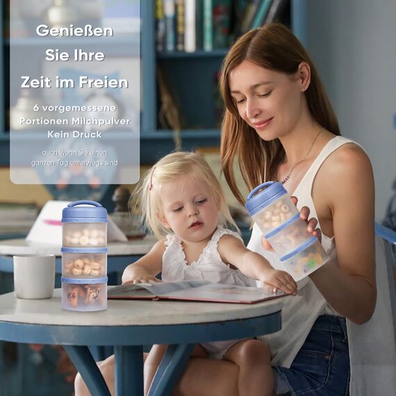 Termichy Milchpulver Portionierer Baby Stapelbar Milchpulver Aufbewahrungsbox 2 Stück (Blau)