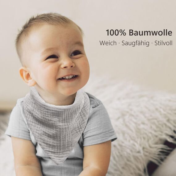 Bearmoss Lätzchen Baby Dreieckstuch Baby Musselin Halstuch Baby für Junge und Mädchen,100% Baumwolle Halstuch Baby Verstellbare 8 Stück (Aprikosenaufdruck)