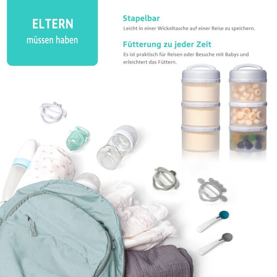 Termichy Milchpulver Portionierer Baby Stapelbar Milchpulver Aufbewahrungsbox 2 Stück (Grau)
