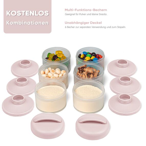 Termichy Milchpulver Portionierer Baby Stapelbar Milchpulver Aufbewahrungsbox 2 Stück (Hellrosa)