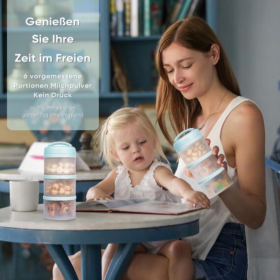 Termichy Milchpulver Portionierer Baby Stapelbar Milchpulver Aufbewahrungsbox 2 Stück (Hellblau)