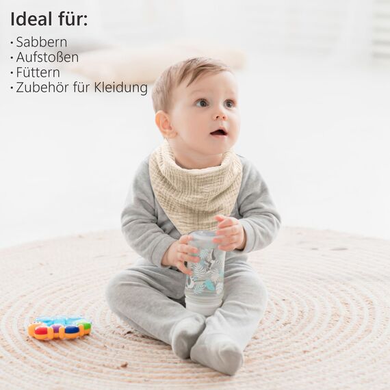 Bearmoss Lätzchen Baby Dreieckstuch Baby Musselin Halstuch Baby für Junge und Mädchen,100% Baumwolle Halstuch Baby Verstellbare 8 Stück (Aprikosenaufdruck)
