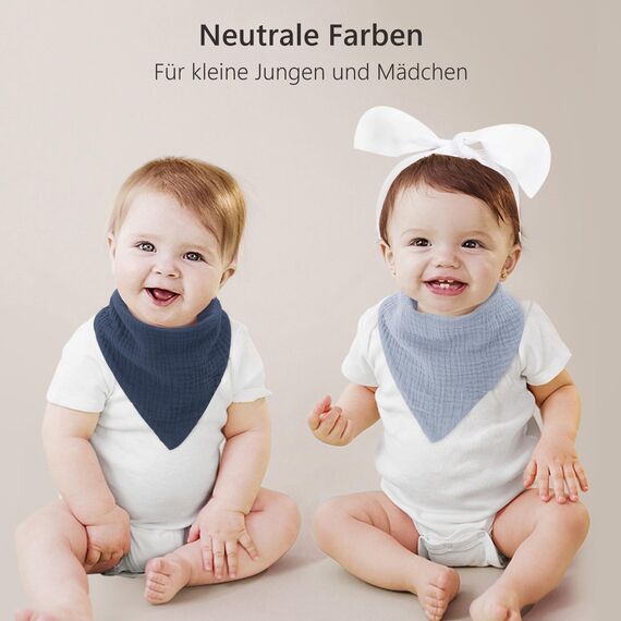 Bearmoss Lätzchen Baby Dreieckstuch Musselin Halstuch Baby für Junge und Mädchen,100% Baumwolle Halstuch Verstellbare 8 Stück(Minze-Eisberg)