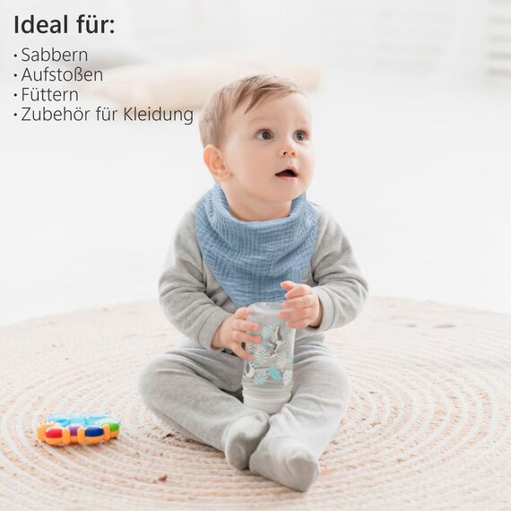 Bearmoss Lätzchen Baby Dreieckstuch Musselin Halstuch Baby für Junge und Mädchen,100% Baumwolle Halstuch Verstellbare 8 Stück(Minze-Eisberg)