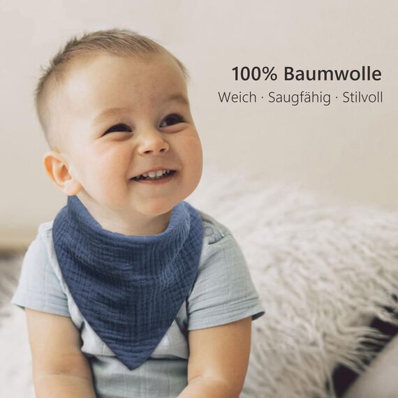 Bearmoss Lätzchen Baby Dreieckstuch Musselin Halstuch Baby für Junge und Mädchen,100% Baumwolle Halstuch Verstellbare 8 Stück(Minze-Eisberg)