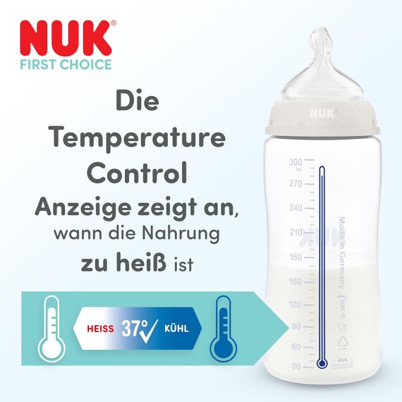 NUK First Choice Babyflaschen | 0-3+ Monate | 150ml & 300 ml | Anti-Kolik-Babyflasche | PP | Temperature Control Anzeige | Koala | 4 Stück