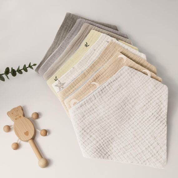 Bearmoss Lätzchen Baby Dreieckstuch Baby Musselin Halstuch Baby für Junge und Mädchen,100% Baumwolle Halstuch Baby Verstellbare 8 Stück (Aprikosenaufdruck)